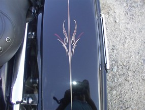 We hand stripe and detail complete Bikes, tanks, bags, fenders...