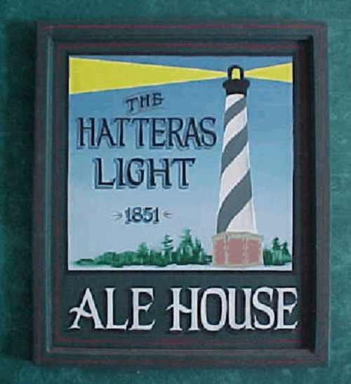 This wooden pub sign was based on the civil war lighthouse in the south.